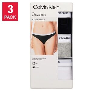 Calvin Klein Women’s Bikini Underwear 3 Pack White Grey Black New In Box Sealed